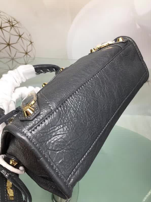 BALENCIAG巴黎世家 歐洲水貨 Balenciaga city mini 小金釘 限量 原廠爆裂紋羊皮黑色 手提肩背包  BL1184